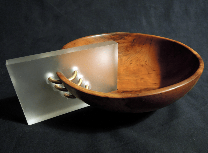 Concept Tile and Design Scott Klandl Bowl Cherry Burl Glass Brass Vermont