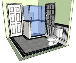 Concept Tile and Design Scott Klandl Vermont 3D Modeling Sketchup Verde Antique Serpentine Burlington Renovation Remodel Broder Chair rail