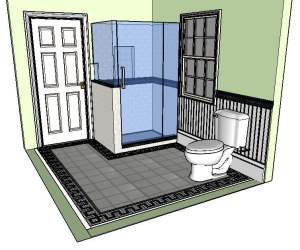 Concept Tile and Design Scott Klandl Vermont 3D Modeling Sketchup Verde Antique Serpentine Burlington Renovation Remodel Greek Key Chair rail