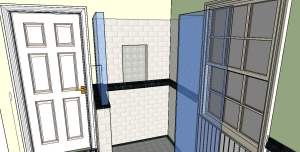 Concept Tile and Design Scott Klandl Vermont 3D Modeling Sketchup Verde Antique Serpentine Burlington Renovation Remodel Greek Key Chair rail